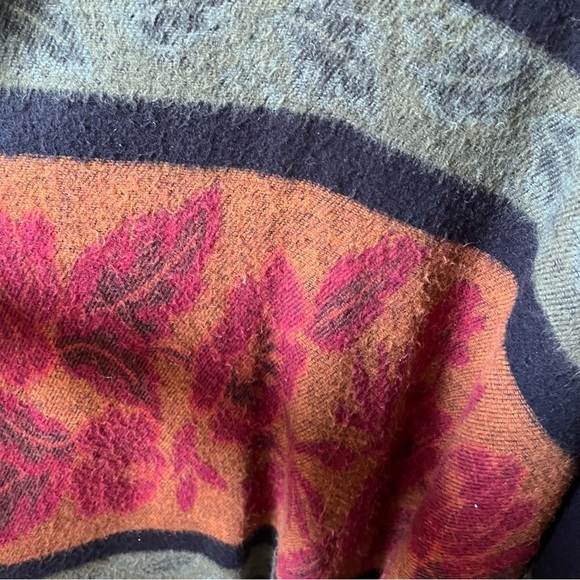 Cozy soft Multicolor Fringed Shawl fall outfit fringe black and rust sage orange - Picture 9 of 11